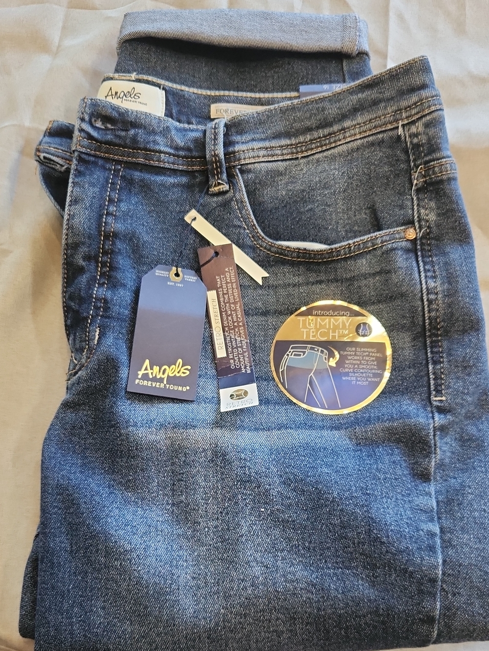 Angels Jeans High Rise Tummy Tech Dark Blue Denim